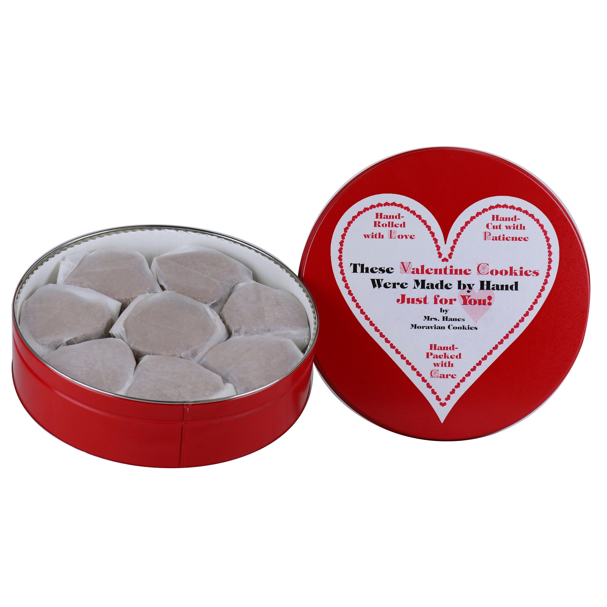 14 oz Tin of Chocolate Crisps with Valentine Label