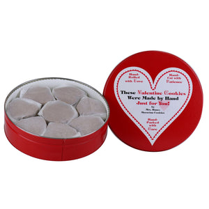 14 oz Tin of Chocolate Crisps with Valentine Label